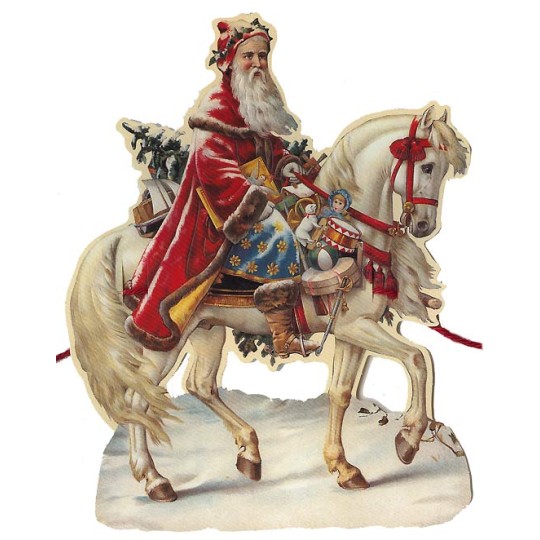 Santa on White Horse Paper Scrap Garland ~ England ~ New for 2013